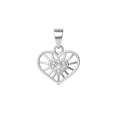 925 Sterling Silver Heart Pendant with Cubic Zircon
