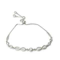 Sterling Silver Adjustable Bracelet with Infinity and Round Stone Links