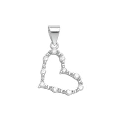 925 Sterling Silver Open Heart Pendant with Cubic Zircon