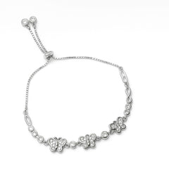 Sterling Silver Adjustable Butterfly Bracelet with Stone Detailing