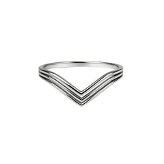 Triple Layer V-Shaped Silver Stack Ring