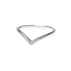 Slim V-Curve Minimal Silver Ring