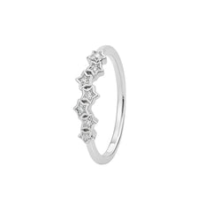Star Cluster Silver Diamond Band Ring