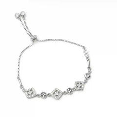 Sterling Silver Square CZ Adjustable Bracelet