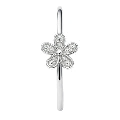 Floral Diamond Accent Silver Ring for Women – Minimal Everyday Design