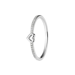 Open Heart Diamond Silver Ring for Women – Delicate Love Design