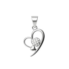 925 Sterling Silver Abstract Heart Pendant with Cubic Zircon