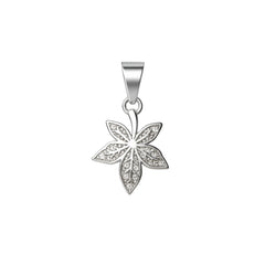 925 Sterling Silver Leaf Pendant with Cubic Zircon