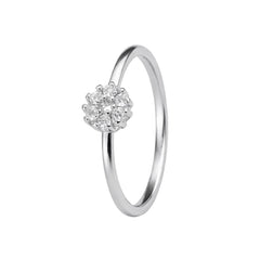 Classic Diamond Cluster Silver Ring for Women