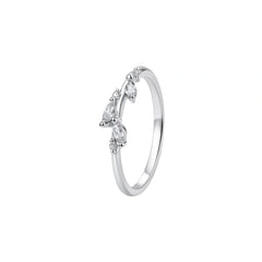 Marquise Leaf Diamond Silver Ring