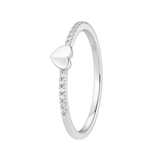 Heart Accent Diamond Silver Ring for Women