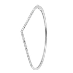 Modern V-Curve Diamond Silver Kada