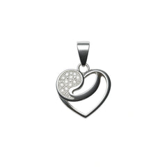 925 Sterling Silver Asymmetrical Heart Swirl Pendant with Cubic Zircon
