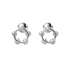 925 Sterling Silver CZ Circle Stud Earrings