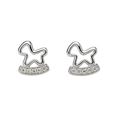 925 Sterling Silver Star Outline Stud Earrings with Cubic Zirconia