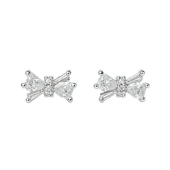 925 Sterling Silver CZ Bow Stud Earrings