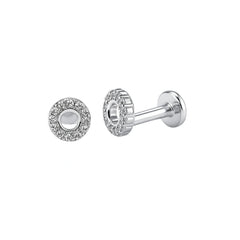 925 Sterling Silver CZ Halo Stud Earrings