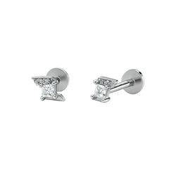 925 Sterling Silver Square CZ Stud Earrings