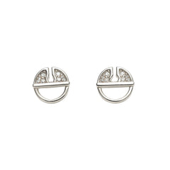 925 Sterling Silver Geometric CZ Stud Earrings