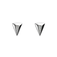 925 Sterling Silver Shield Shape CZ Stud Earrings