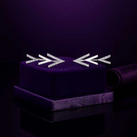 Rhodium Plated Silver Arrow Ear Cuffs with Sparkling CZ Stones