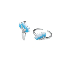 925 Sterling Silver Blue Feather Toe Ring – Adjustable Angel Wing Design