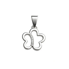 925 Sterling Silver Abstract Flower Pendant with Cubic Zircon Stones