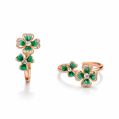 925 Sterling Silver Rose Gold Floral Toe Ring – Green Enamel with CZ Stones, Adjustable