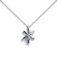 925 Sterling Silver Star & Cross CZ Pendant for Women
