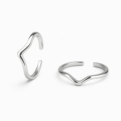 925 Sterling Silver Rhodium Plated V-Shape Adjustable Toe Rings