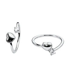 925 Sterling Silver Heart Toe Ring with Cubic Zirconia | Adjustable Open Toe Ring