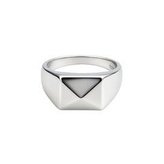 Men’s 925 Sterling Silver Inverted Triangle Signet Ring – Modern Geometric Design