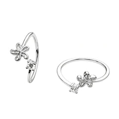 925 Sterling Silver Butterfly Flower Toe Ring with Cubic Zirconia | Adjustable Open Toe Ring