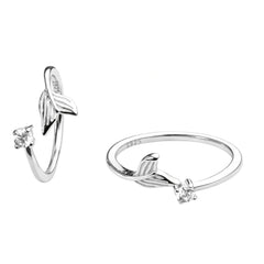 925 Sterling Silver Leaf Toe Ring with Cubic Zirconia | Adjustable Open Toe Ring