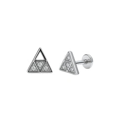 925 Sterling Silver Triangle CZ Stud Earrings for Women
