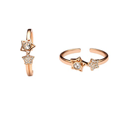 925 Sterling Silver Rose Gold Star Toe Rings with Zircon