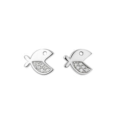 925 Sterling Silver Fish CZ Stud Earrings for Women