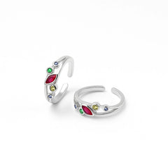 Sterling Silver Multi-Color Stone Adjustable Toe Rings