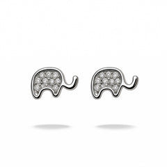 925 Sterling Silver Elephant CZ Stud Earrings for Women