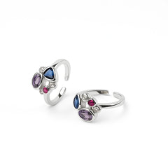 Sterling Silver Blue & Purple Stone Adjustable Toe Rings