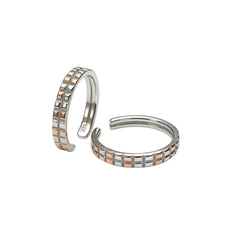 925 Sterling Silver Dual-Tone Textured Toe Rings