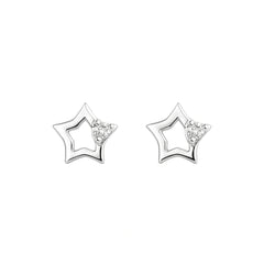 925 Sterling Silver Star CZ Stud Earrings for Women