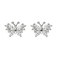 925 Sterling Silver Butterfly CZ Stud Earrings for Women