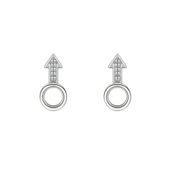 925 Sterling Silver Arrow & Circle CZ Stud Earrings for Women