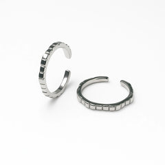 925 Sterling Silver Rhodium Plated Grooved Adjustable Toe Rings