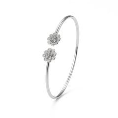 925 Silver Double Daisy CZ Open Kada for Women