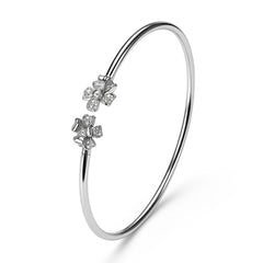 925 Silver Twin Blossom CZ Open Kada for Women