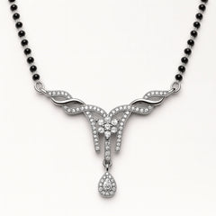 925 Silver Floral Drop CZ Mangalsutra for Women