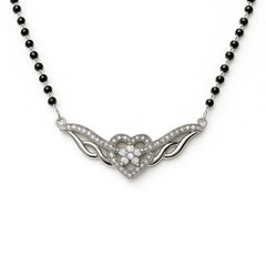 925 Silver Stylish Heart Pendant Mangalsutra with CZ Stones