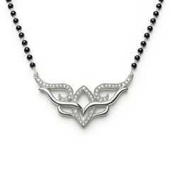 925 Silver Rhodium Plated Lotus Design Mangalsutra